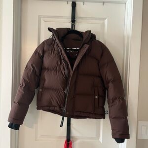 Aritzia Super Puff Cropped Jacket – Brown – XXS – Excellent Condition